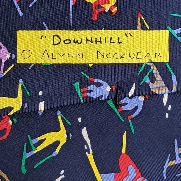 Alynn Neckwear Downhill Ski 100% Silk U.S.A Made Neck Tie EUC. - Picture 2 of 5
